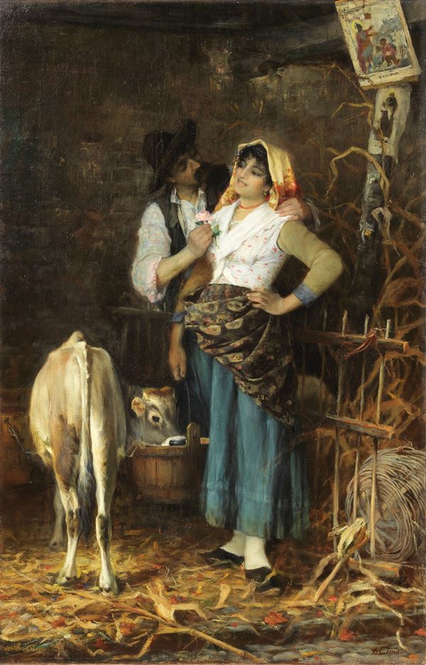 Luigi Cima : Dolci parole d'amore  (1897)  - Olio su tela - Auction XIX and XX Century Paintings and Sculptures - Casa d'aste Farsettiarte