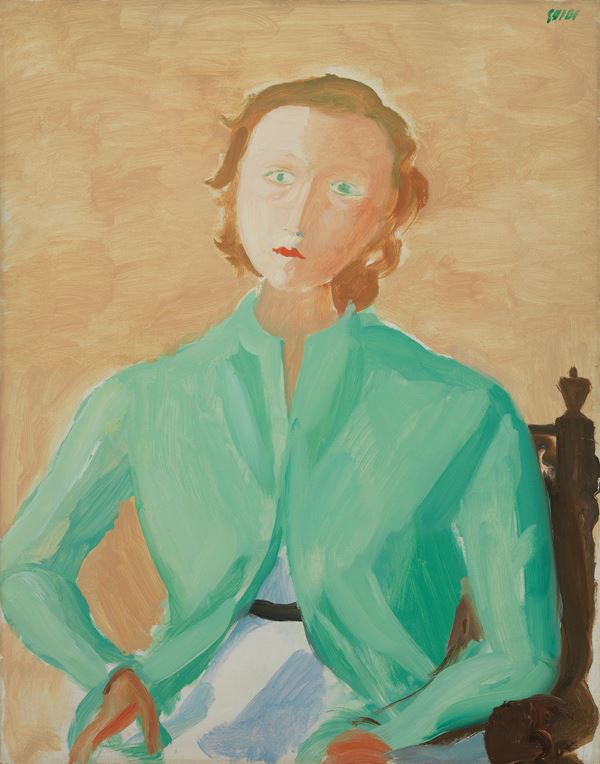 Virgilio Guidi : Figura in verde  (1955)  - Olio su tela - Auction Modern Art -  [..]