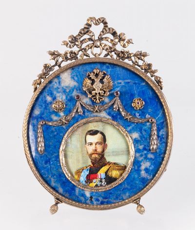 Fabergé Cornice Rotonda in Argento e Lapislazzulo