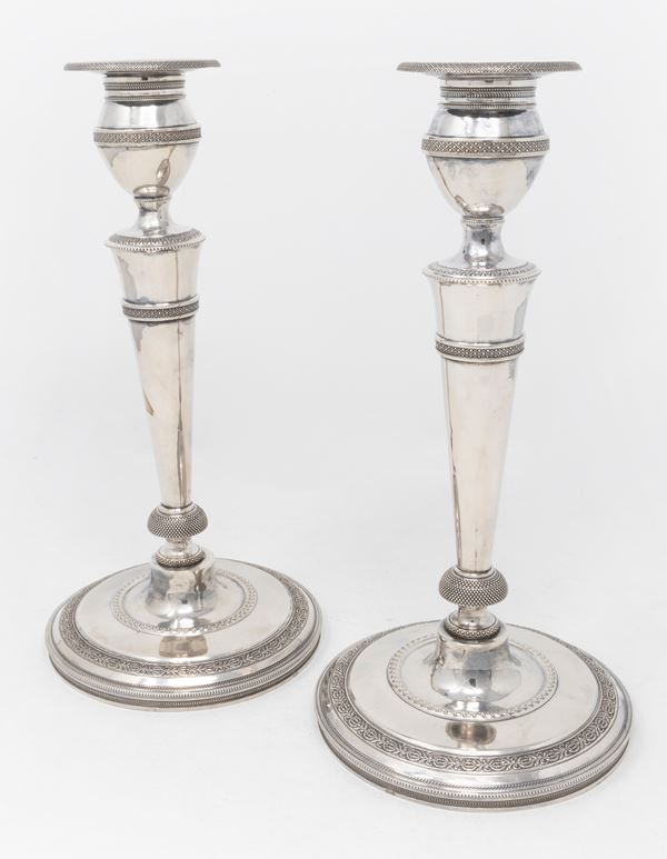 Coppia di antichi candelieri in argento Stefano Arnava   - Auction The Art of the Table - Casa d'aste Farsettiarte