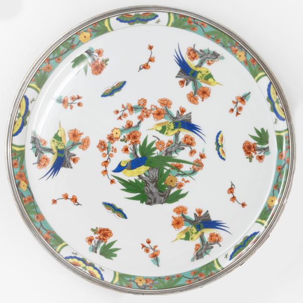 Grande tortiera in porcellana policroma Raynaud-Limoges  - Asta L'Arte della Tavola - Casa d'aste Farsettiarte