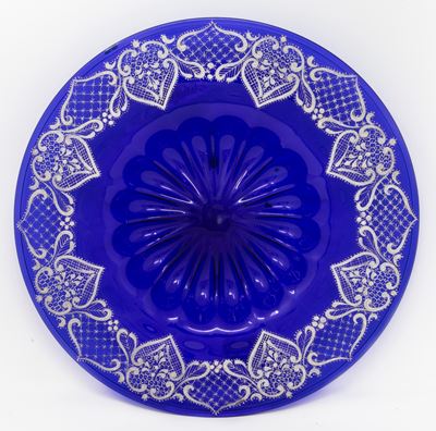 Piatto Umbonato in Vetro Blu Cobalto