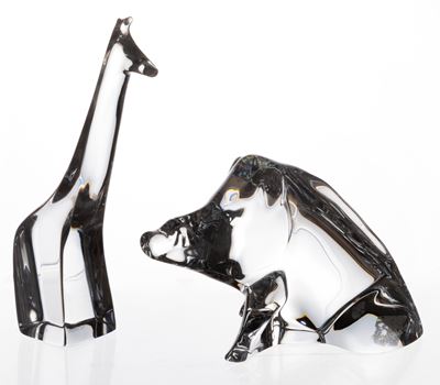 Baccarat Due Sculture Stilizzate in Cristallo Incolore