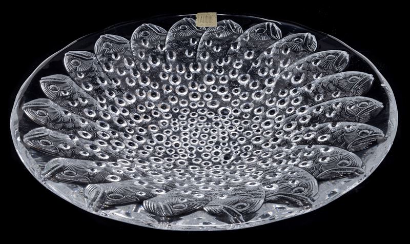 Grande Bowl in Cristallo Trasparente e Satinato Lalique "roscoff"