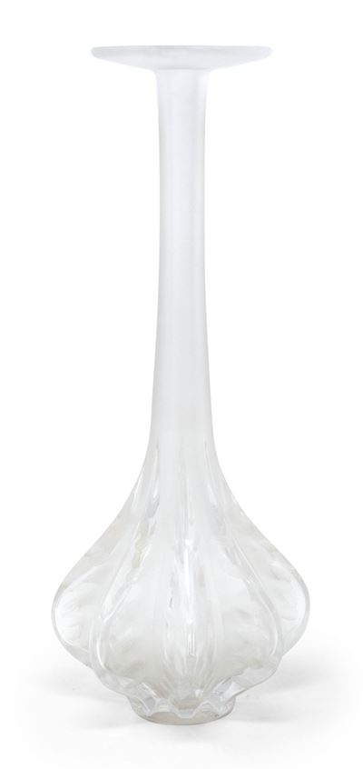 Lalique Vaso Monofiore in Cristallo Trasparente e Satinato "marie Claude"