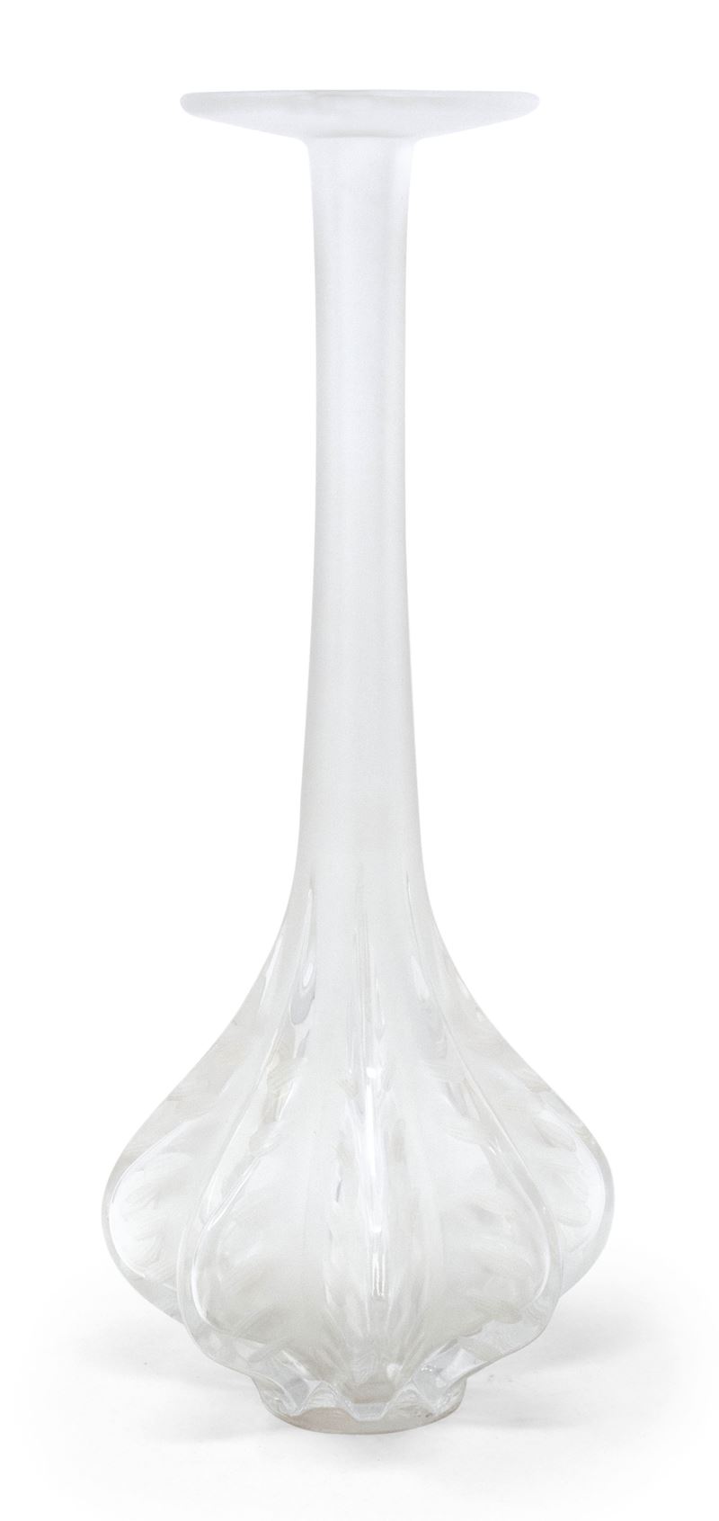 Lalique Vaso Monofiore in Cristallo Trasparente e Satinato "marie Claude"