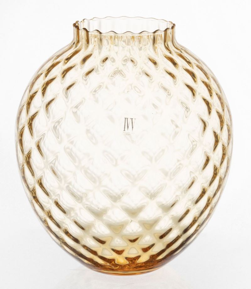 Vaso in Vetro Soffiato Color Miele Ivv (industria Vetraria Valdarnese) "infiore"