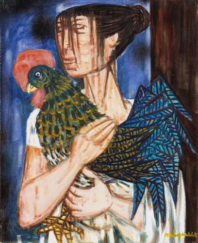 Giuseppe Migneco - Donna con Gallo