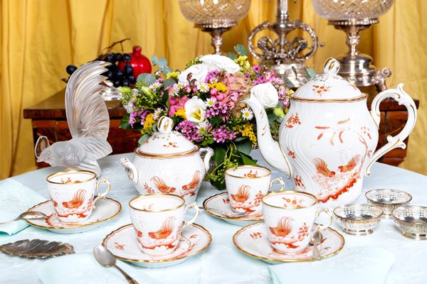 Servizio da caffè in porcellana Richard Ginori "Galli Rossi"