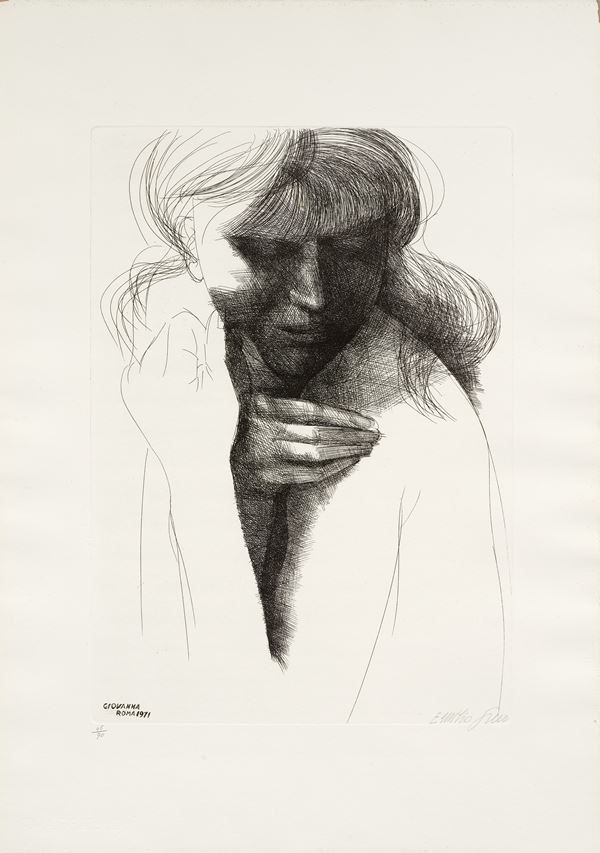 Emilio Greco : Giovanna  (1971)  - Acquaforte, es. 45/90 - Auction Parade I - Contemporary Art - Casa d'aste Farsettiarte