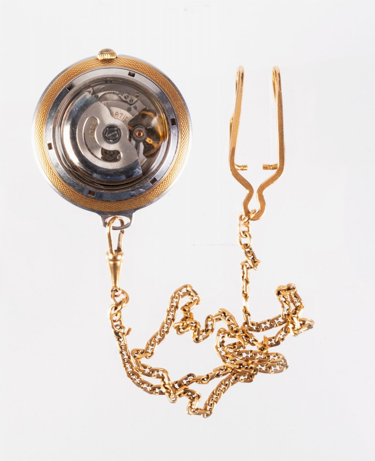 Eterna Matic Orologio da Tasca in Acciaio con Catena in Oro Giallo