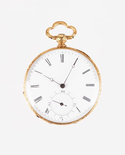 Orologio da tasca in oro 18 kt, inizio XX secolo con movimento meccanico a carica manuale