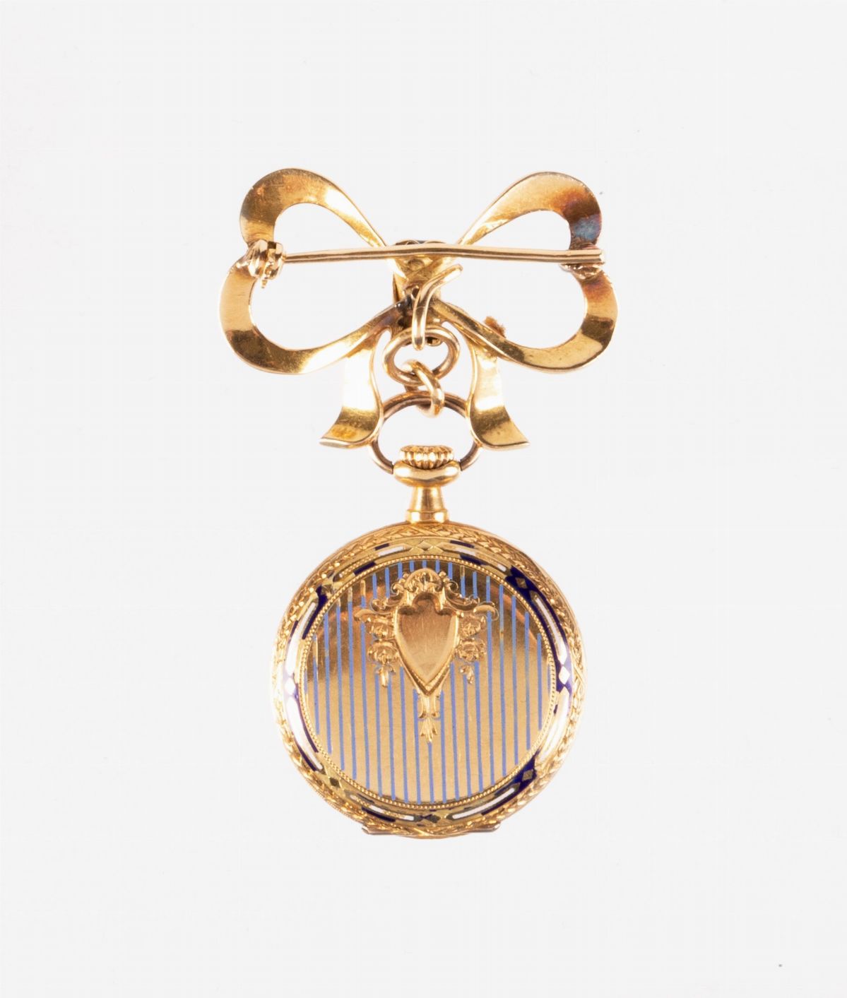 Orologio con Spilla in Oro Giallo e Smalti