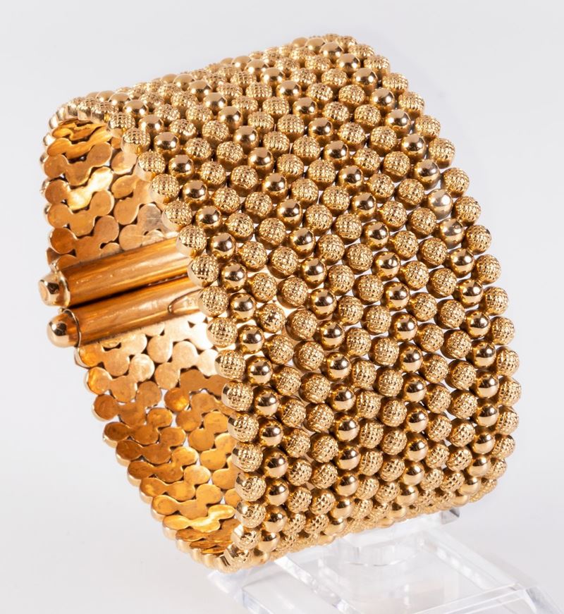 Bracciale a Fascia Morbida in Oro Giallo, Anni Quaranta-cinquanta