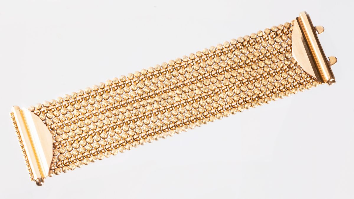 Bracciale a Fascia Morbida in Oro Giallo, Anni Quaranta-cinquanta