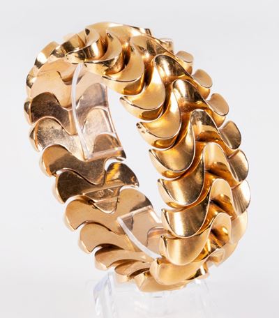 Bracciale a Maglie in Oro Giallo, Anni Quaranta