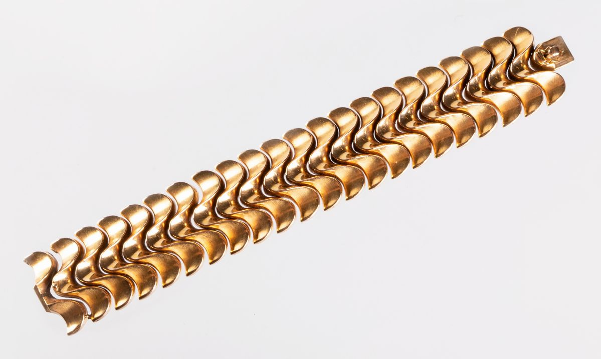 Bracciale a Maglie in Oro Giallo, Anni Quaranta