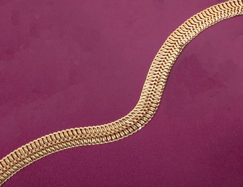 Collana Girocollo a Maglia Intrecciata in Oro Giallo