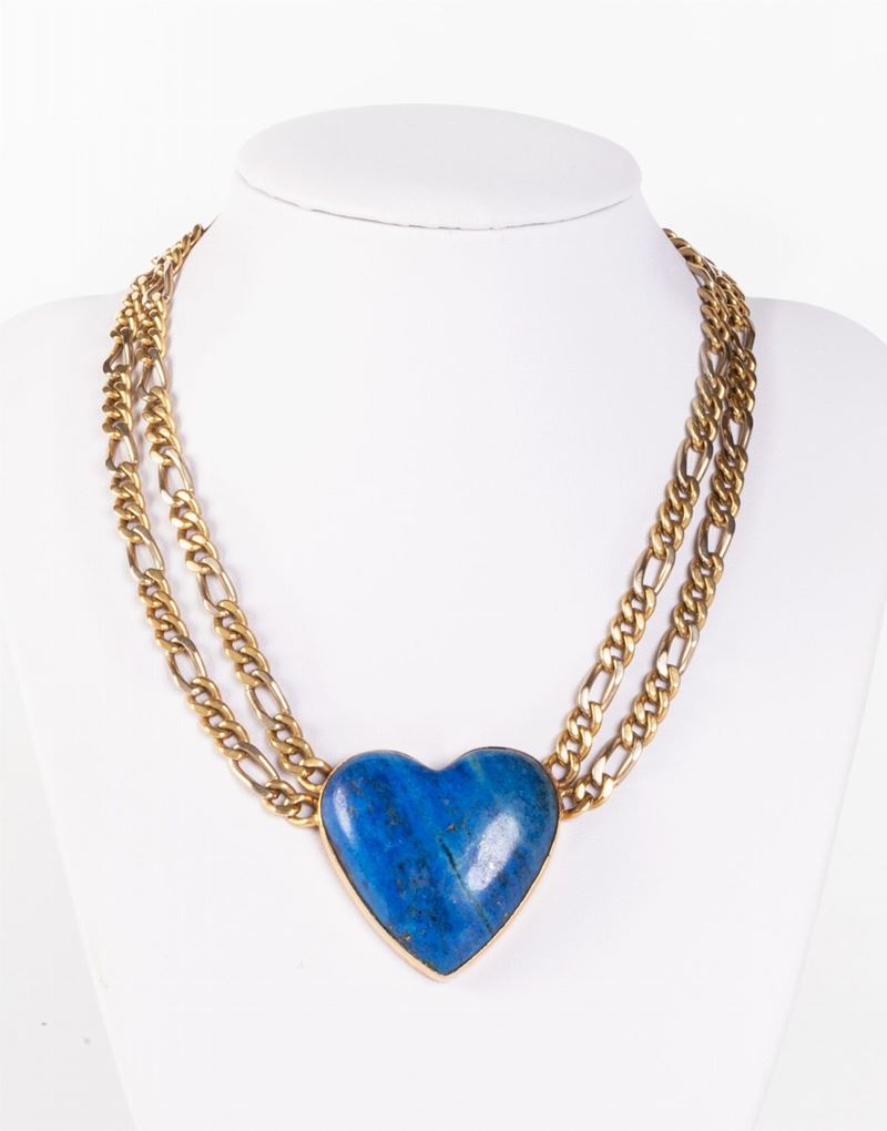 Collana Girocollo in Oro Giallo con Lapislazzulo