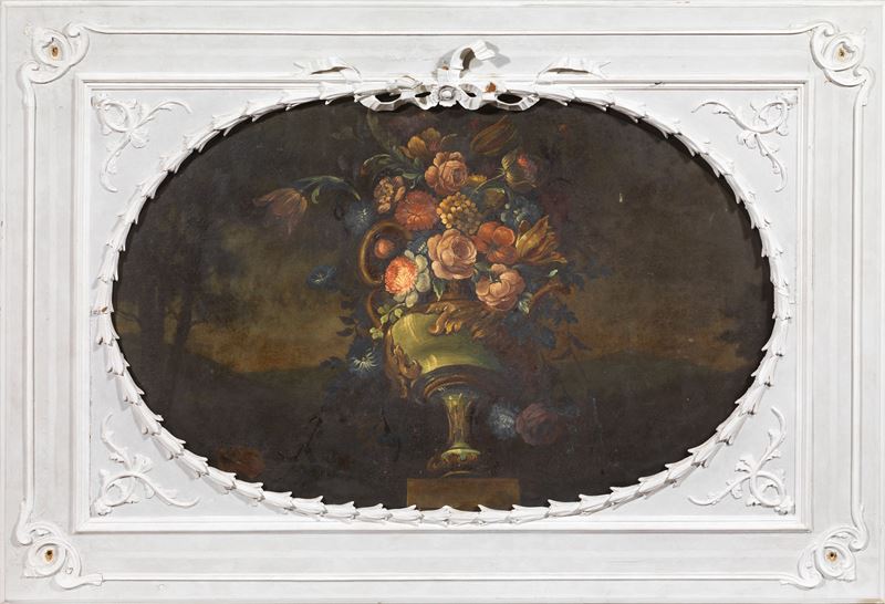 Scuola Napoletana Inizio XIX Secolo - Tre Dipinti Raffiguranti «natura Morta con Fiori»