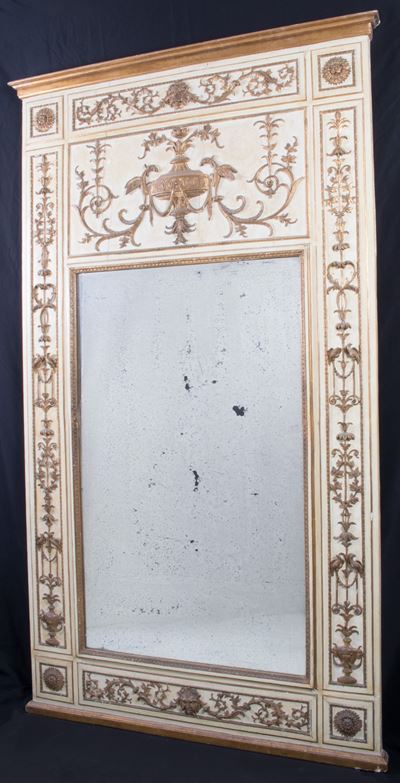 Specchiera Caminiera in Legno Dorato e Avorio