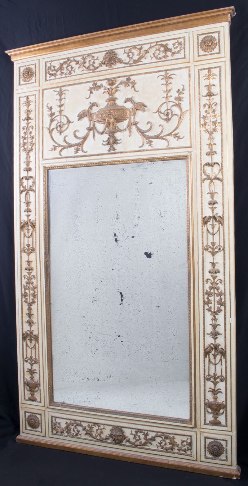 Specchiera Caminiera in Legno Dorato e Avorio
