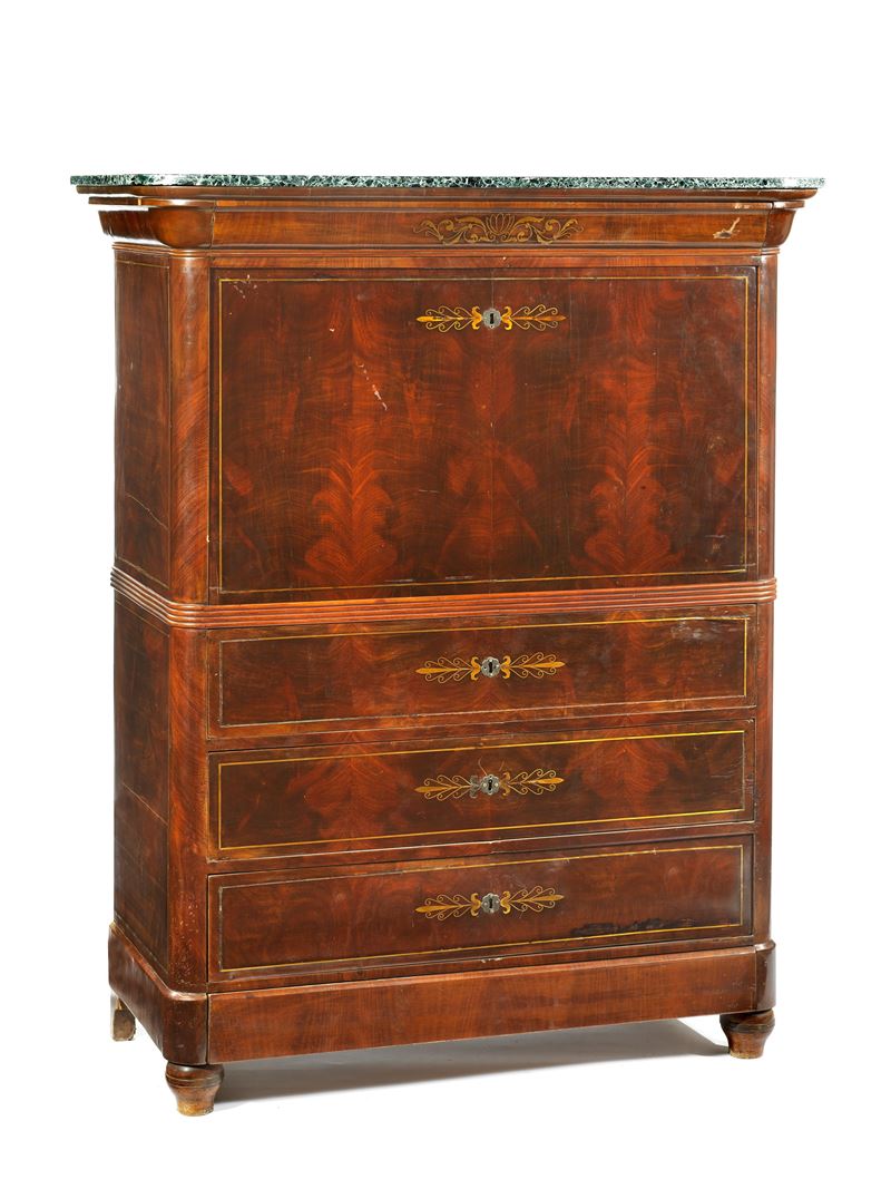 Secretaire in Listra di Mogano
