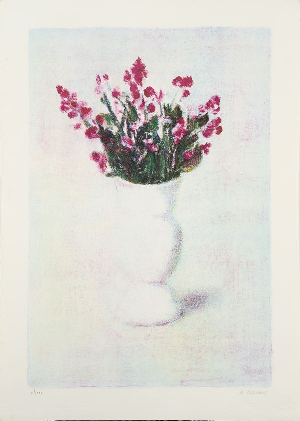 Antonio Bueno : Vaso di fiori  - Litografia a colori, es. III/LXXV - Auction Parade I - Contemporary Art - Casa d'aste Farsettiarte