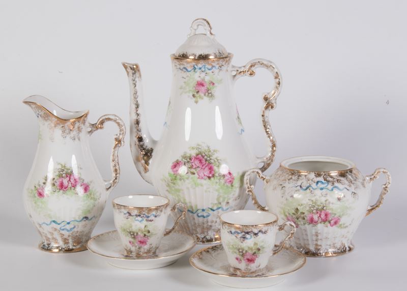 Servizio da caffè in porcellana Ginori, 23 pezzi (1900-1920 ca.)