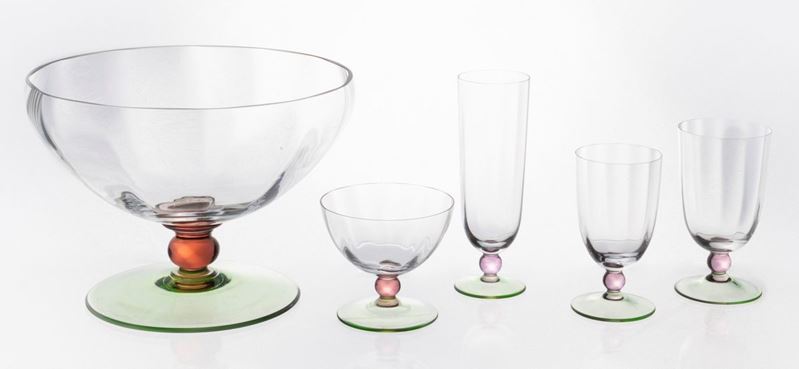 Elegante Servizio di Bicchieri in Vetro di Murano Nason e Moretti