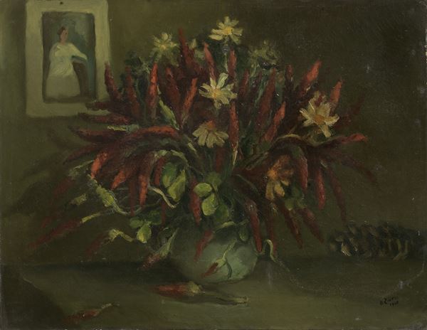 Alberto Ziveri - Vaso con fiori e peperoncini