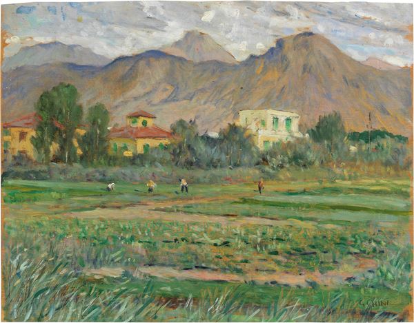 Galileo Chini - Le Apuane dal Lido di Camaiore
