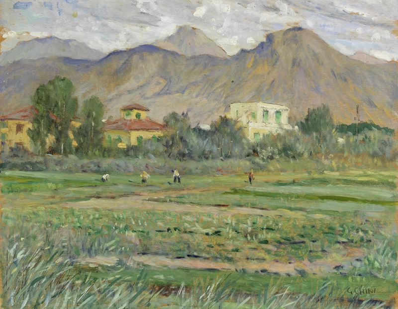 Galileo Chini - Le Apuane dal Lido di Camaiore