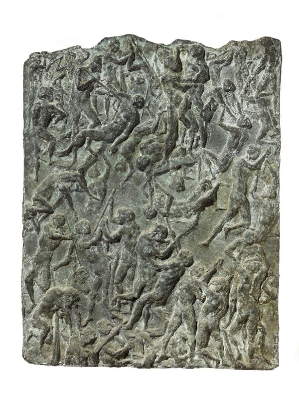 Raffaello Arcangelo Salimbeni : Battaglia  - Bassorilievo in bronzo - Asta Dipinti e Sculture del XIX e XX secolo - Casa d'aste Farsettiarte