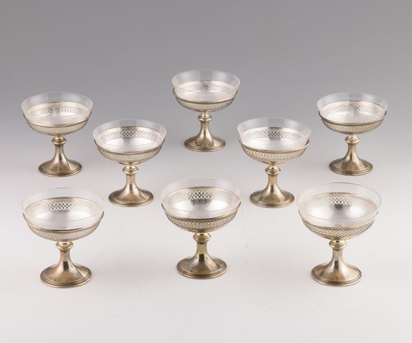 Otto coppe da gelato in vetro e argento Tiffany  - Asta L'Arte della Tavola - Casa d'aste Farsettiarte