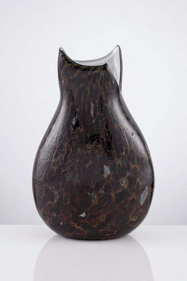 Vaso Murano in vetro doppio trasparente e marrone