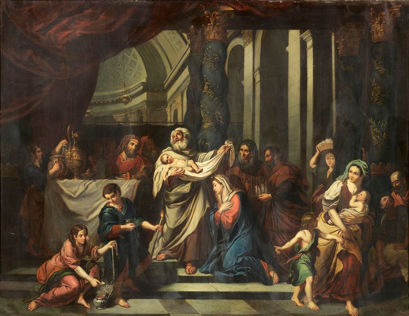 Scuola Napoletana Fine XVII Secolo - Presentazione al Tempio