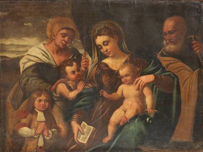 Sacra Famiglia con San Giovannino, Sant'anna e Ritratto di Donatore Bambino