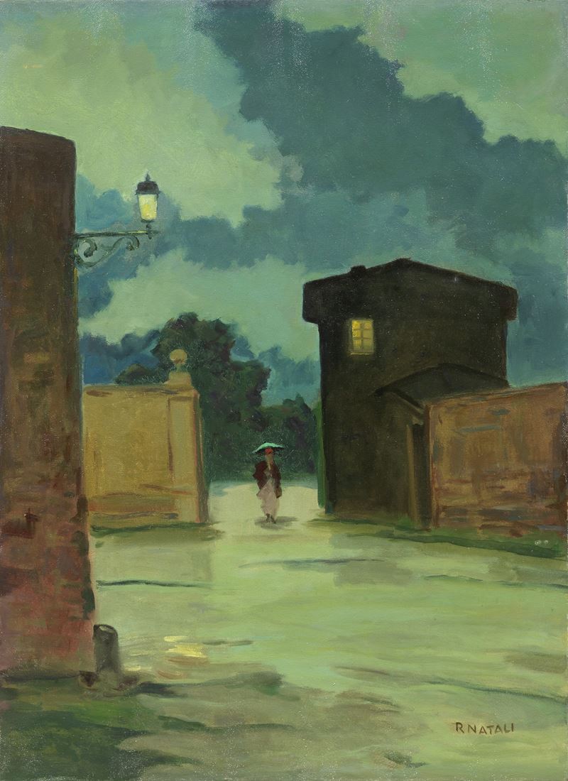Renato Natali - Paesaggio Serale con Figura