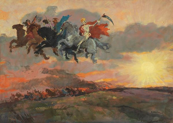 Renato Natali : Apocalisse  - Olio su compensato - Auction XIX and XX Century Paintings and Sculptures - Casa d'aste Farsettiarte