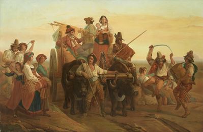 L'arrivo dei Mietitori nelle Paludi Pontine (da Louis Léopold Robert)