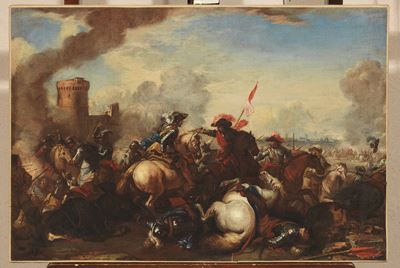 Battaglia di Cavalleria Davanti a una Città Turrita
