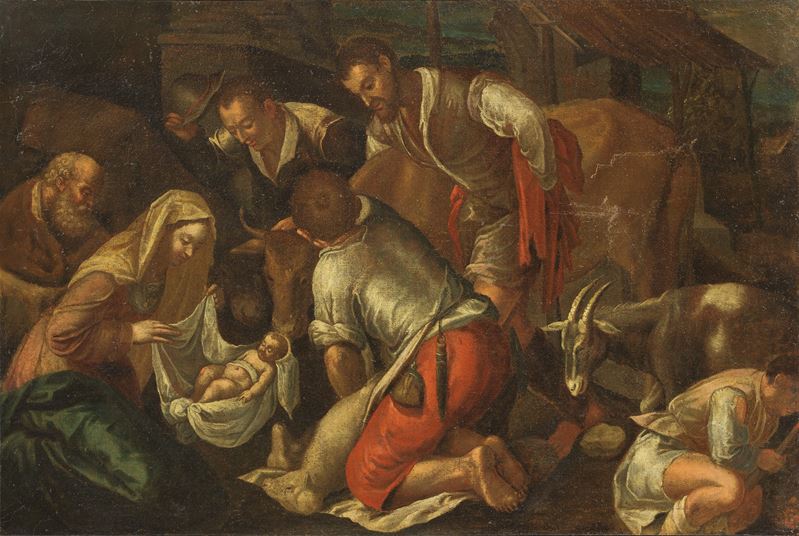 Scuola dei Bassano del XVII Secolo - Adorazione dei Pastori