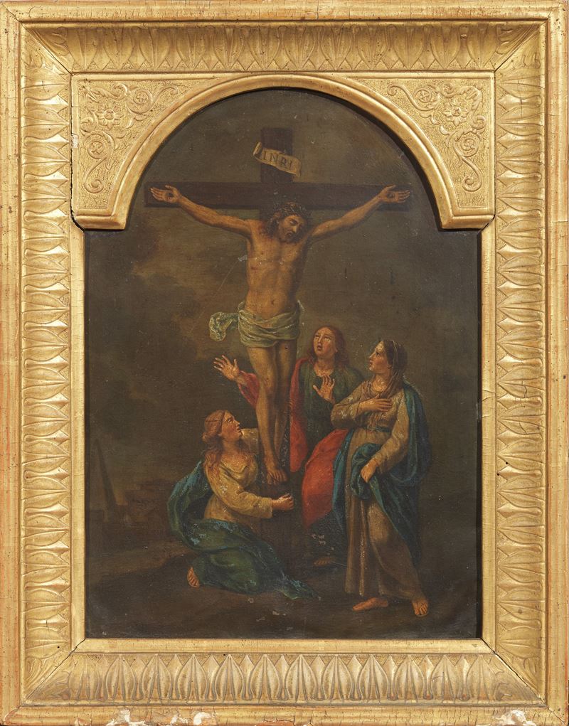 Scuola Fiamminga del XVIII Secolo - Crocifissione con la Madonna, la Maddalena e San Giovanni