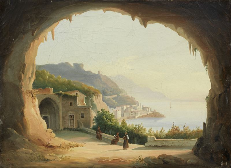 Ignoto del XIX Secolo - Veduta di Amalfi dalla Grotta dei Cappuccini