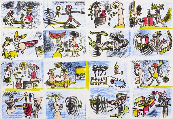 Roberto Sebastian Matta : Senza titolo  - Litografia a colori, es. 92/99 - Auction Paintings, Drawings, Sculpures and Multiples - Casa d'aste Farsettiarte