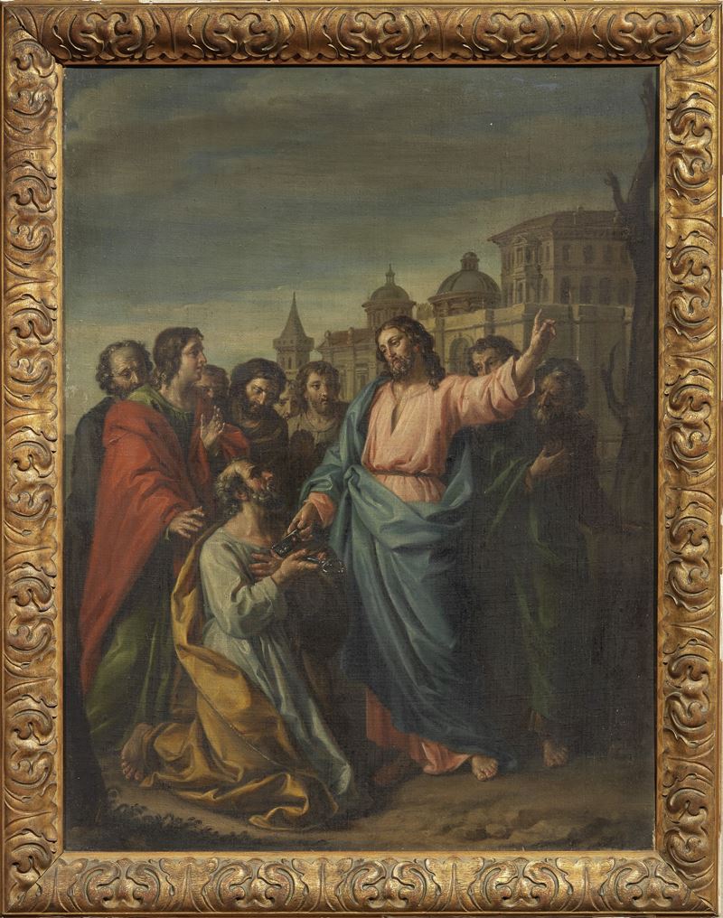 Scuola Romana del XVII Secolo - Gesù Consegna le Chiavi a San Pietro