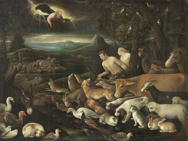 Scuola dei Bassano del XVII Secolo - Il Paradiso Terrestre (L'uscita dal Paradiso Terrestre)