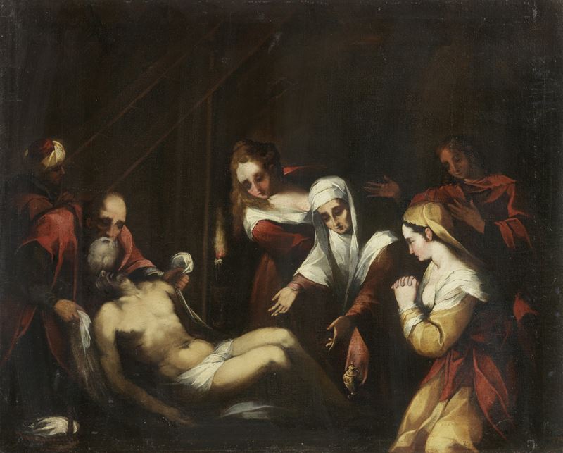 Scuola Veneta del XVII Secolo - Cristo Deposto: Scena Notturna