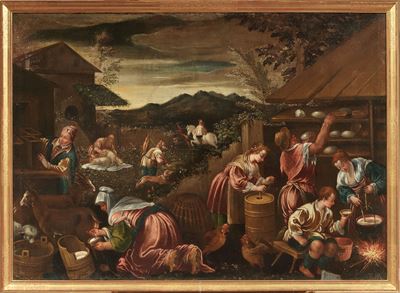 Leandro Bassano (ripresa), Allegoria della Primavera (Scena di mercato), olio su tela